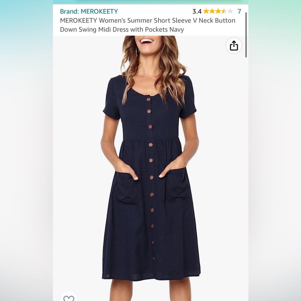 Navy Button Down Dress Small